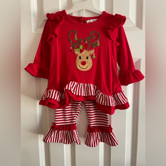 Red Reindeer Ruffle Outfit - Picture 1 of 1